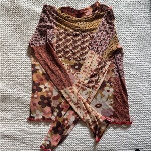 Vintage Mesh Patterned Long Sleeve Top